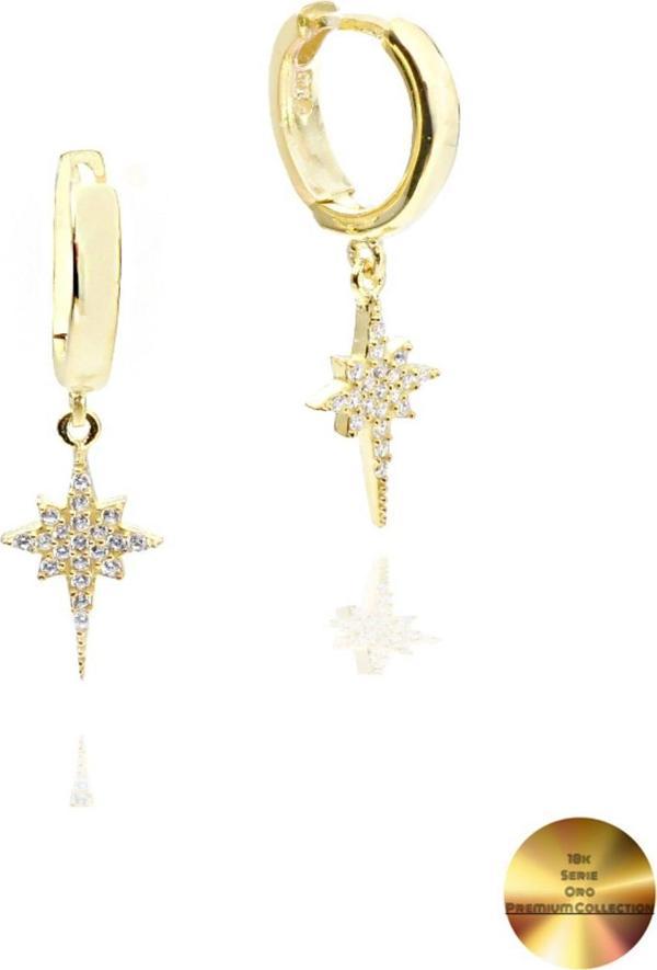 18k Serie Oro North Star Sallantılı Kadın Gümüş Küpe - Image 1