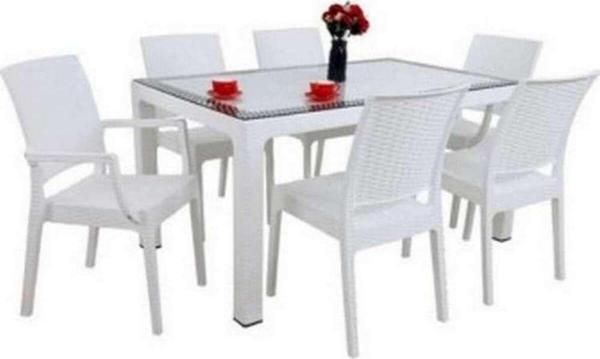 Elit Rattan 90x150 2 Elit Koltuk 4 Elit Sandalye Camlı Masa Takımı - Image 1