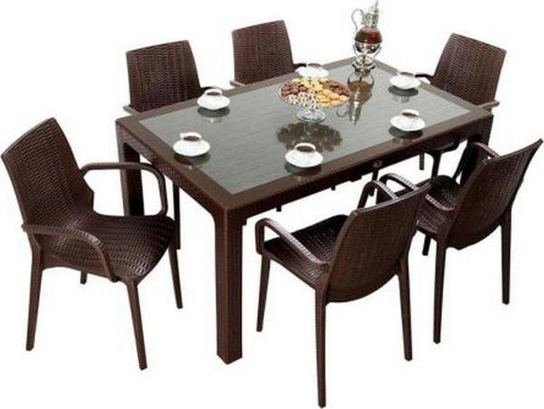 Elit Rattan 90x150 Nirvana Koltuk Camlı Masa Takımı - Image 1