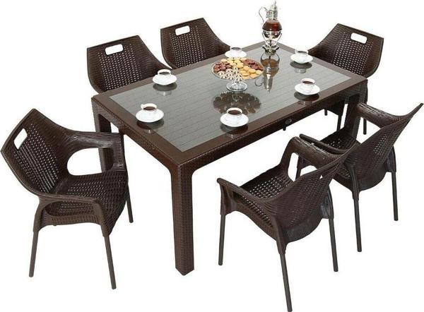 Elit Rattan 90x150 Star Koltuk Camlı Masa Takımı - Image 1