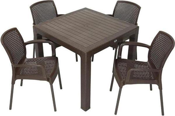 Elit Rattan 90x90 Defne Sandalye Masa Takımı - Image 1