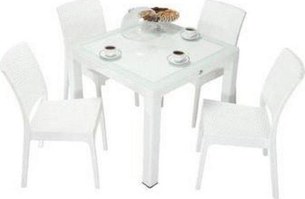 Elit Rattan 90x90 Elit Sandalye Camlı Masa Takımı - Image 1