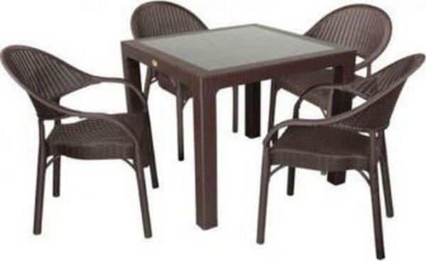 Elit Rattan 90x90 Eylül Koltuk Camlı Masa Takımı - Image 1