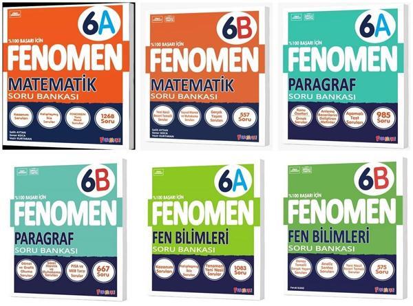 Fenomen Okul 2025 6. Sınıf Matematik + Paragraf + Fen A + B Serisi Soru Seti 6 Kitap - Image 1