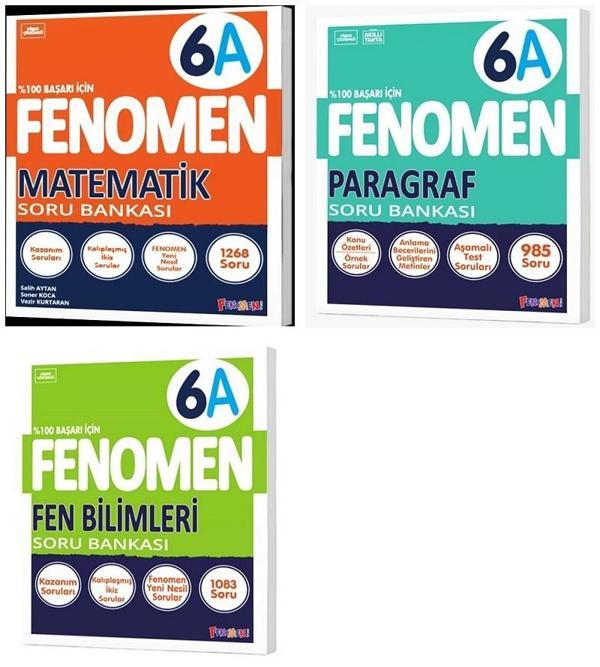 Fenomen Okul 2025 6. Sınıf Matematik + Paragraf + Fen A Serisi Soru Seti 3 Kitap - Image 1