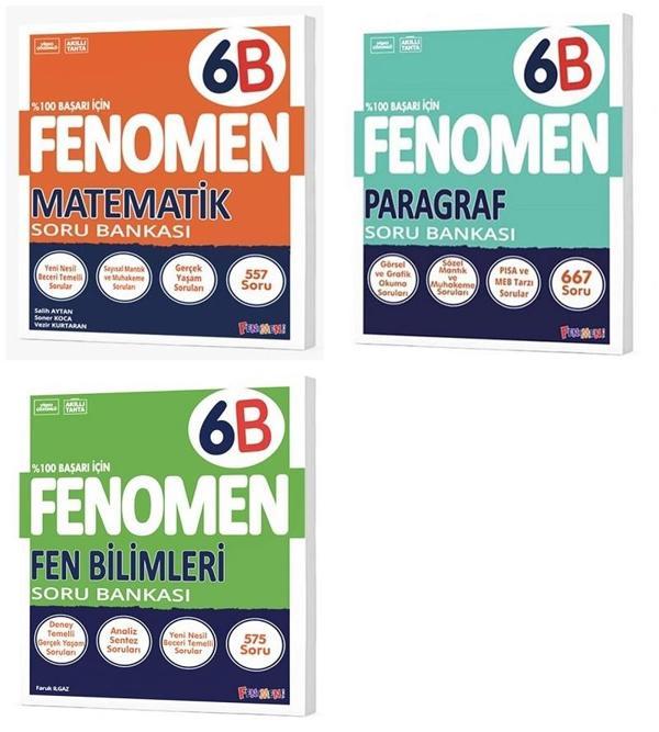 Fenomen Okul 2025 6. Sınıf Matematik + Paragraf + Fen B Serisi Soru Seti 3 Kitap - Image 1