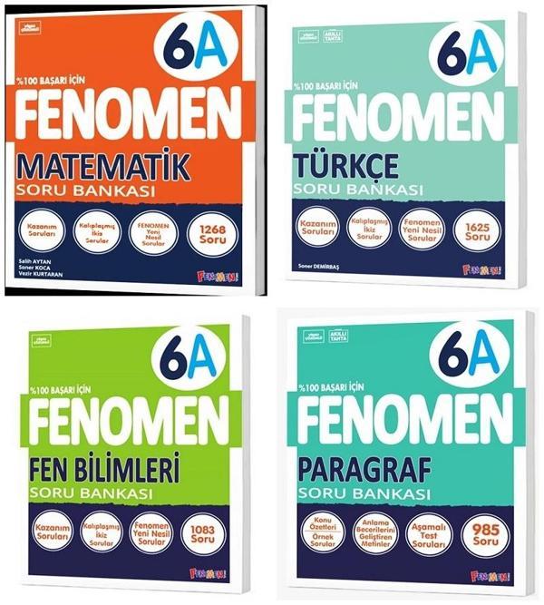 Fenomen Okul 2025 6. Sınıf Matematik + Türkçe + Fen + Paragraf A Serisi Soru Seti 4 Kitap - Image 1