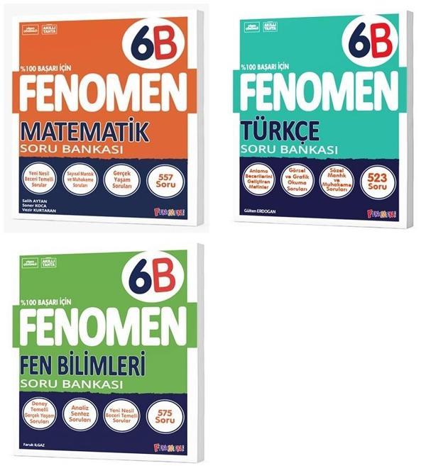 Fenomen Okul 2025 6. Sınıf Matematik + Türkçe + Fen B Serisi Soru Seti 3 Kitap - Image 1