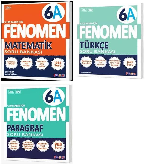 Fenomen Okul 2025 6. Sınıf Matematik + Türkçe + Paragraf A Serisi Soru Seti 3 Kitap - Image 1