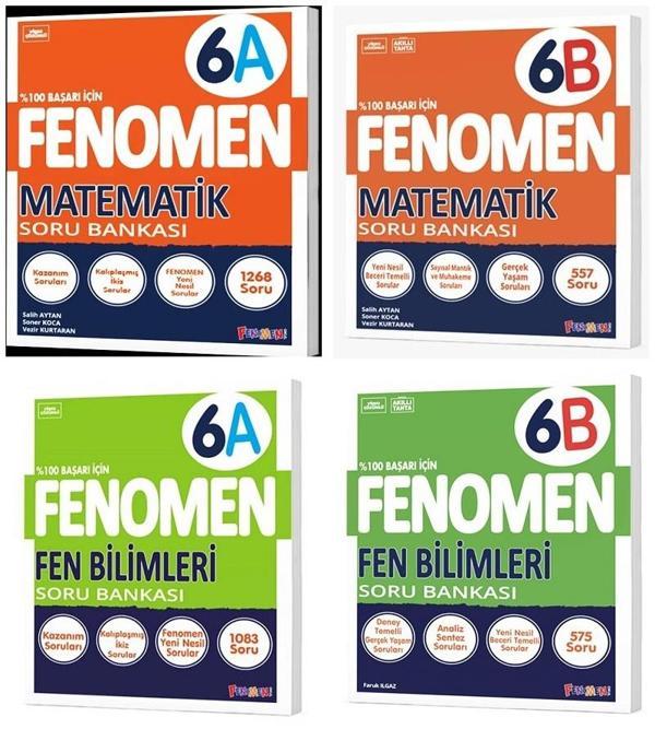 Fenomen Okul 2025 6. Sınıf Matematik + Türkçe A + B Serisi Soru Seti 4 Kitap - Image 1