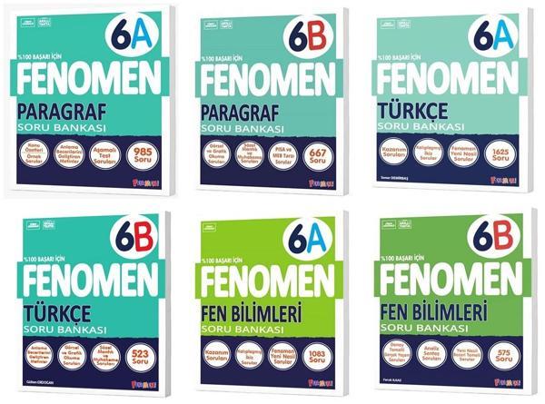 Fenomen Okul 2025 6. Sınıf Paragraf + Türkçe + Fen A + B Serisi Soru Seti 6 Kitap - Image 1