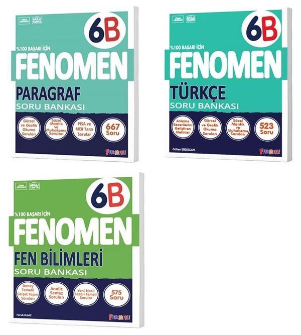 Fenomen Okul 2025 6. Sınıf Paragraf + Türkçe + Fen B Serisi Soru Seti 3 Kitap - Image 1
