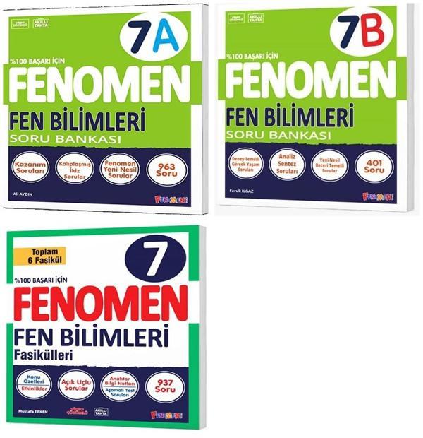 Fenomen Okul 2025 7. Sınıf Fen Bilimleri A + B Serisi Soru + Fasikül Seti 3 Kitap - Image 1