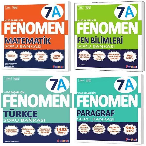 Fenomen Okul 2025 7. Sınıf Matematik + Türkçe + Fen + Paragraf A Serisi Soru Seti 4 Kitap - Image 1