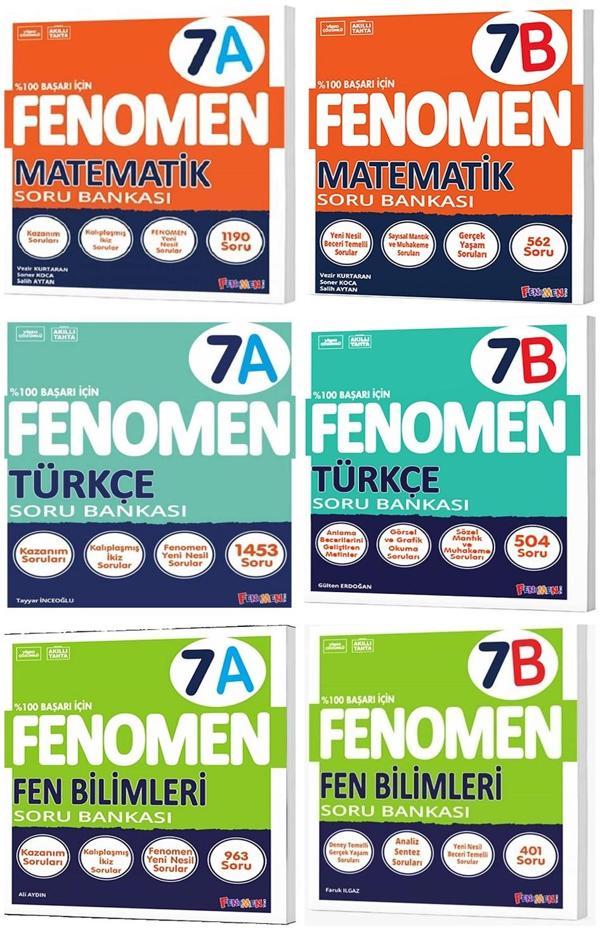 Fenomen Okul 2025 7. Sınıf Matematik + Türkçe + Fen A + B Serisi Soru Seti 6 Kitap - Image 1