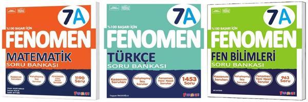 Fenomen Okul 2025 7. Sınıf Matematik + Türkçe + Fen A Serisi Soru Seti 3 Kitap - Image 1