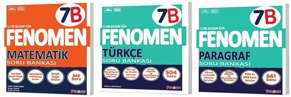 Fenomen Okul 2025 7. Sınıf Matematik + Türkçe + Paragraf B Serisi Soru Seti 3 Kitap - Image 1