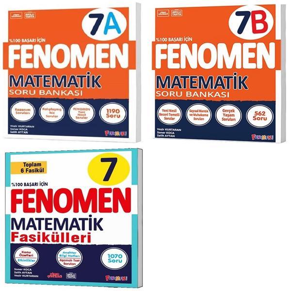 Fenomen Okul 2025 7. Sınıf Matematik A + B Serisi Soru + Fasikül Seti 3 Kitap - Image 1