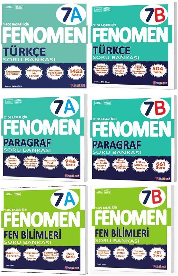 Fenomen Okul 2025 7. Sınıf Paragraf + Türkçe + Fen A + B Serisi Soru Seti 6 Kitap - Image 1