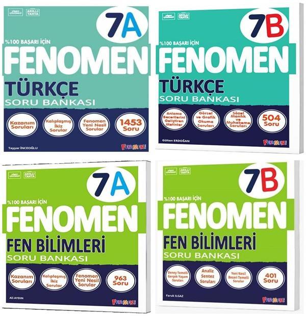 Fenomen Okul 2025 7. Sınıf Türkçe + Fen Bilimleri A + B Serisi Soru Seti 4 Kitap - Image 1