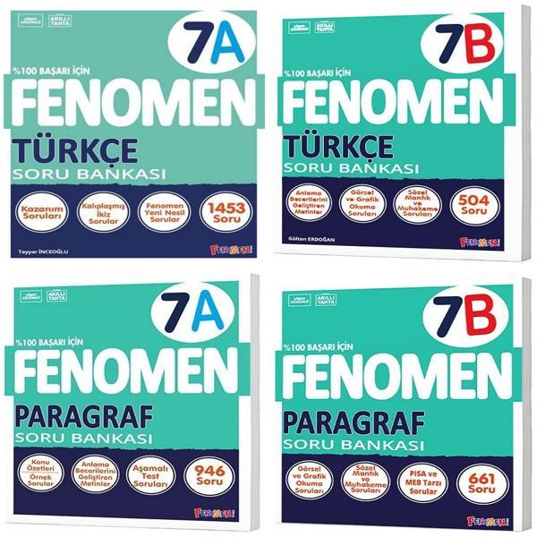 Fenomen Okul 2025 7. Sınıf Türkçe + Paragraf A + B Serisi Soru Seti 4 Kitap - Image 1