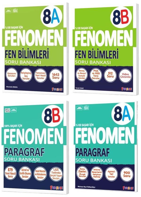 Fenomen Okul 2025 8. Sınıf Fen Bilimleri + Paragraf A + B Serisi Soru Bankası Seti 4 Kitap - Image 1