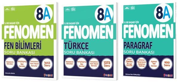 Fenomen Okul 2025 8. Sınıf Fen Bilimleri + Türkçe + Paragraf A Serisi Soru Bankası Seti 3 Kitap - Image 1