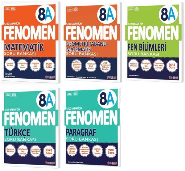 Fenomen Okul 2025 8. Sınıf Matematik + Türkçe + Fen + Geometri + Paragraf A Serisi Soru Bankası Seti 5 Kitap - Image 1