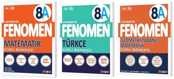 Fenomen Okul 2025 8. Sınıf Matematik + Türkçe + Geometri A Serisi Soru Bankası Seti 3 Kitap - Image 1