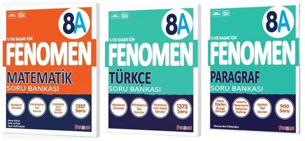 Fenomen Okul 2025 8. Sınıf Matematik + Türkçe + Paragraf A Serisi Soru Bankası Seti 3 Kitap - Image 1
