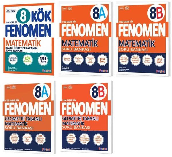Fenomen Okul 2025 8. Sınıf Matematik Kök + A + B Soru Bankası + Geometri Seti 5 Kitap - Image 1