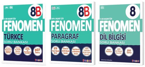Fenomen Okul 2025 8. Sınıf Türkçe + Paragraf B Serisi + Dil Bilgisi Soru Bankası Seti 3 Kitap - Image 1