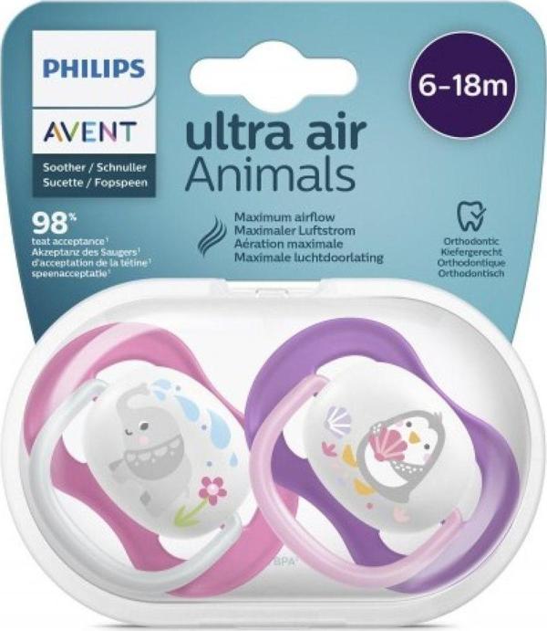 Philips Avent Ultra Air Animals 2Li Desenli Emzik 6-18 Ay - Kız - Image 1