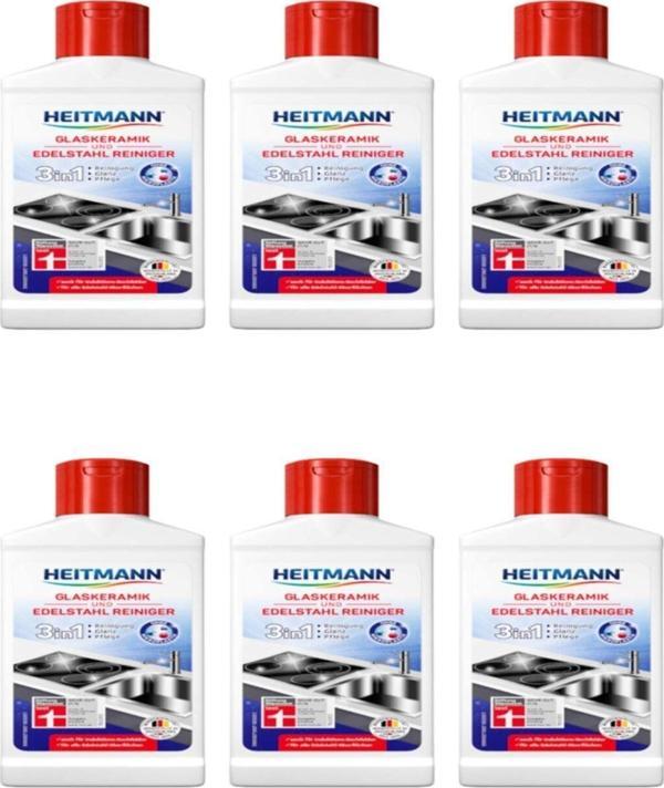 Heitmann Cam , Seramik , Inox Ocak Temizleyi , Yağ Ve Kireç Çözücü 250 Ml x 6 Adet - Image 1