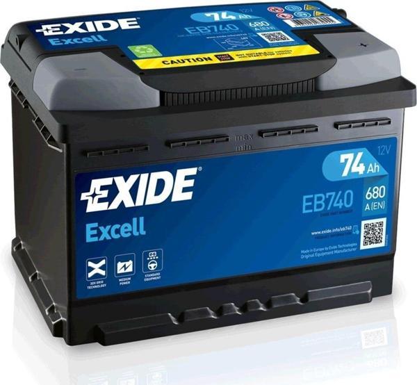 Exide 12 Volt 74  Ah Amper Eb740 680A Akü - Image 1