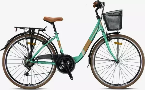 Kron Tetra 3.0 - 26" City Bike - 15' - 21 Vites - V.B. - Mint Yeşili - Kahverengi - Bej - Image 1