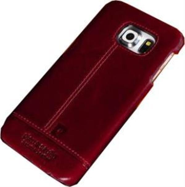Pierre Cardin Galaxy S6 Edge ile Uyumlu Deri Arka Koruma Paneli Kırmızı PCL-P03 - Image 1