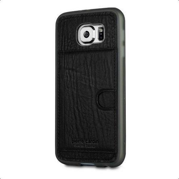Pierre Cardin Galaxy S6 ile Uyumlu Deri Arka Koruma Paneli Siyah PCL-P11 - Image 1