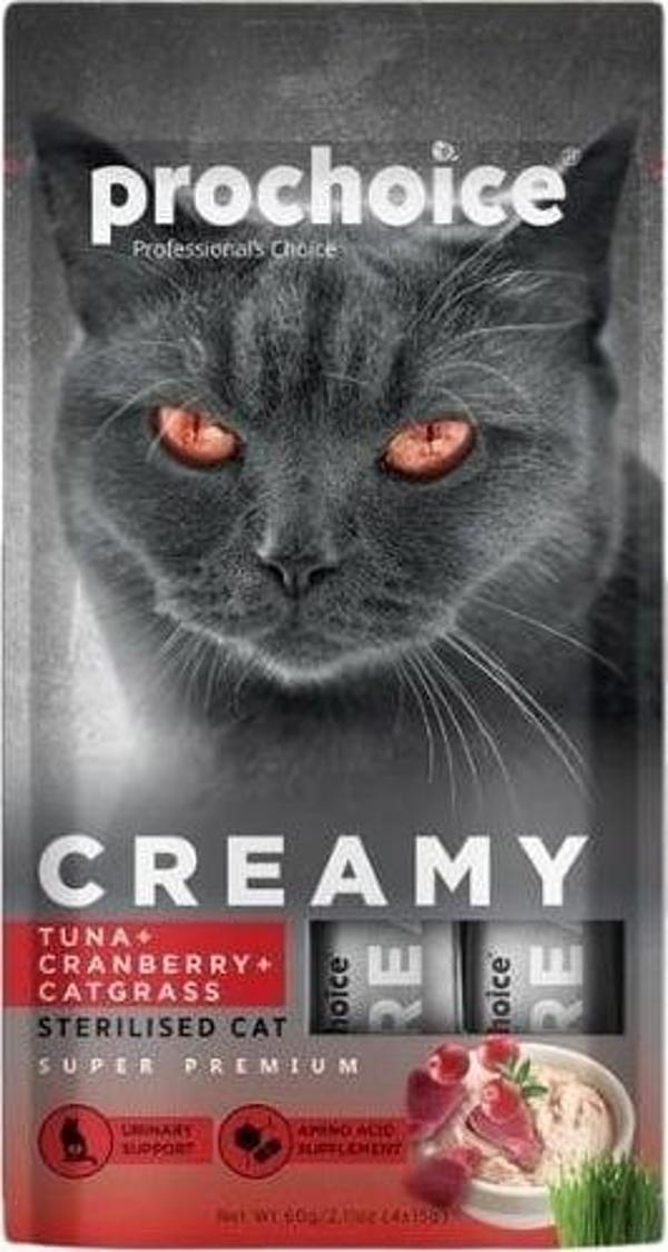 Prochoice Creamy Ton Balık Turna Yemişli ve Kedi Çimli Sıvı Kedi Ödül Maması 15 Gr 4 Adet - Image 1