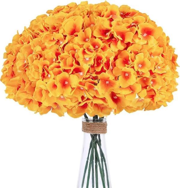 Netten Evime Yapay Çiçek Ortanca Çiçeği Demeti 43 cm Sarı Turuncu - Image 1