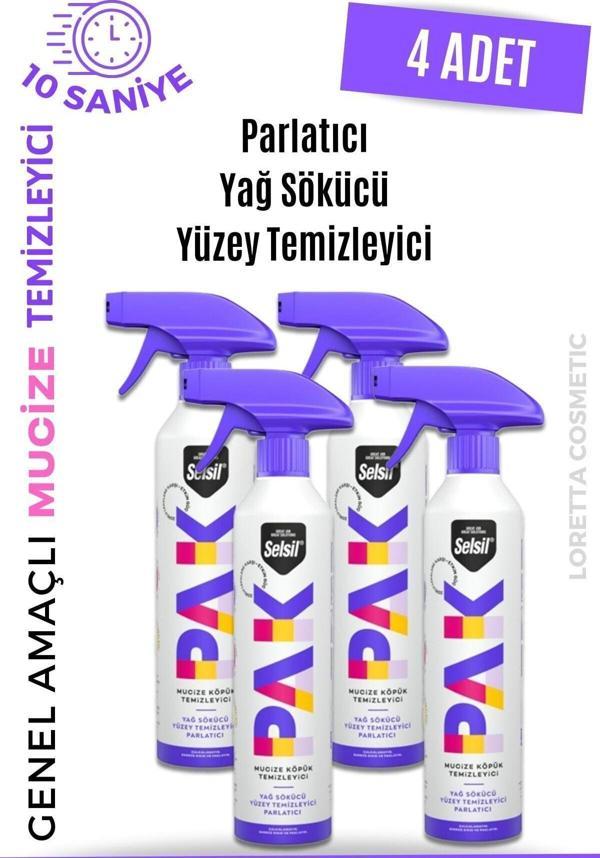 Pak 4 Lü 500 Ml Mucize Köpük Temizleyici Sprey Yağ Sökücü Yüzey Temizleyici Parlatıcı Loretta - Image 1