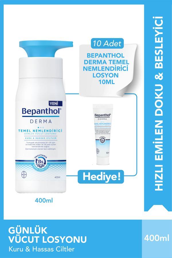 Bepanthol Derma Temel Nemlendirici 400 ml Losyon & 10 adet Temel Nemlendirici Losyon 10 ml - Image 1