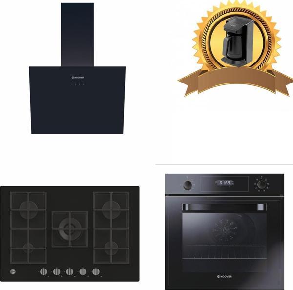 Hoover Siyah Cam Ankastre Set Hot3051Bi -HVG74K3B Woklu -HDG6C1GBTK - Image 1