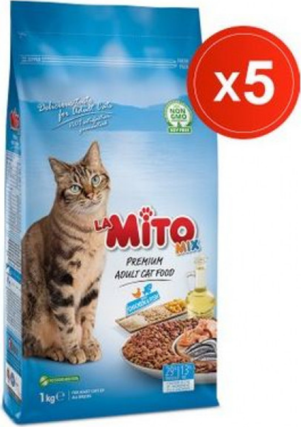 Mito Mix 5 x 1 Kg Yetişkin Adult Kedi Maması Kapalı Paket - Image 1