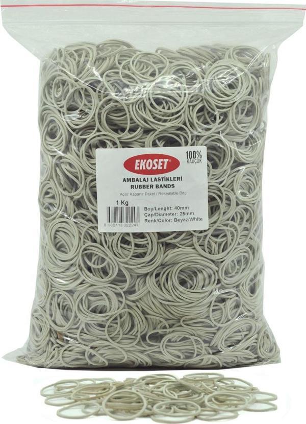 Ekoset Beyaz Paket Ambalaj Toka Para Lastiği 40mm 1Kg - Image 1