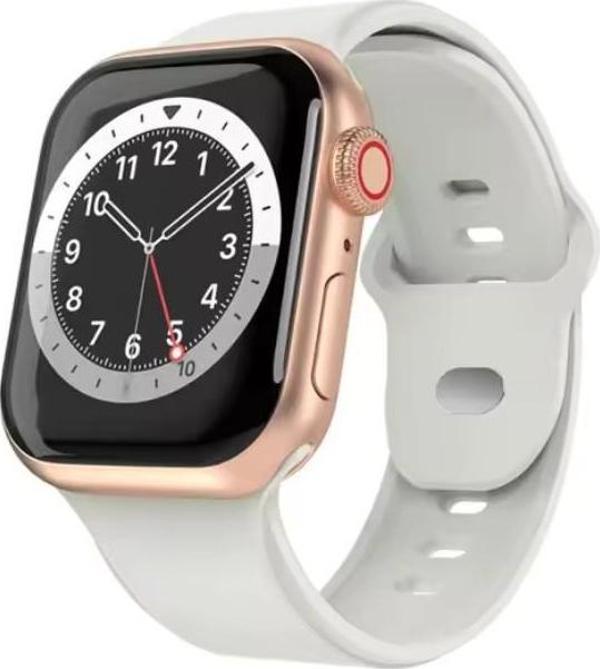 ScHitec T700 Android İos Uyumlu Çağrı Özellikli Akıllı Saat Gold Kasa Beyaz Kordon - Image 1