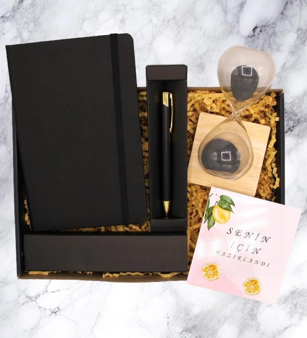 Hediyebiziz HEDİYE KUTUSU - DEFTER & KALEM & KUM SAATİ - Image 1