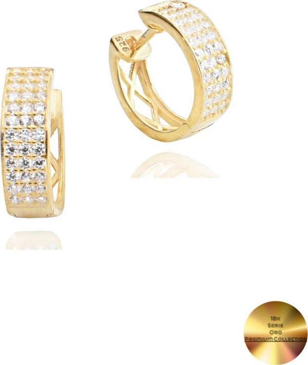 18k Serie Oro 3 Sıra Yarımtur Halka Minimal Gümüş Küpe 14 MM - Image 1