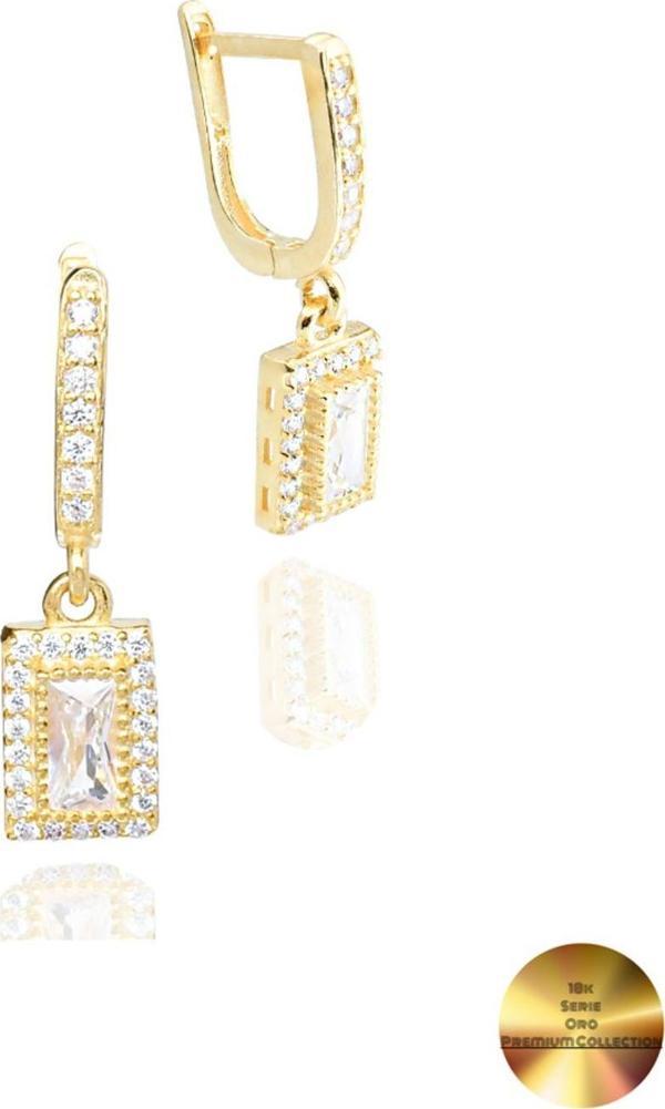 18k Serie Oro Sallantılı Baget Kadın Gümüş Küpe - Image 1