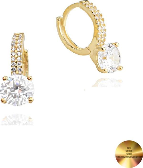 18k Serie Oro Zirkon Taşı Halka Kadın Gümüş Küpe Stylish Night 7 MM - Image 1